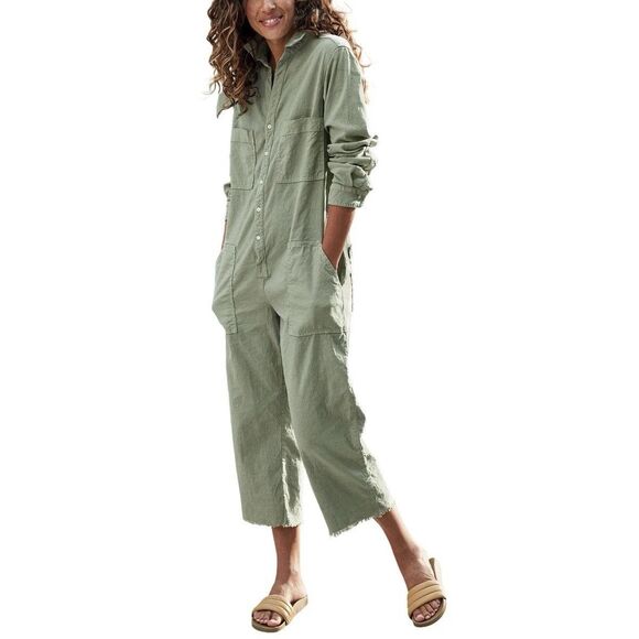 Frank & Eileen Pants - Frank & Eileen Northern Ireland Jumpsuit Sage Sz L Linen Blend Utility
